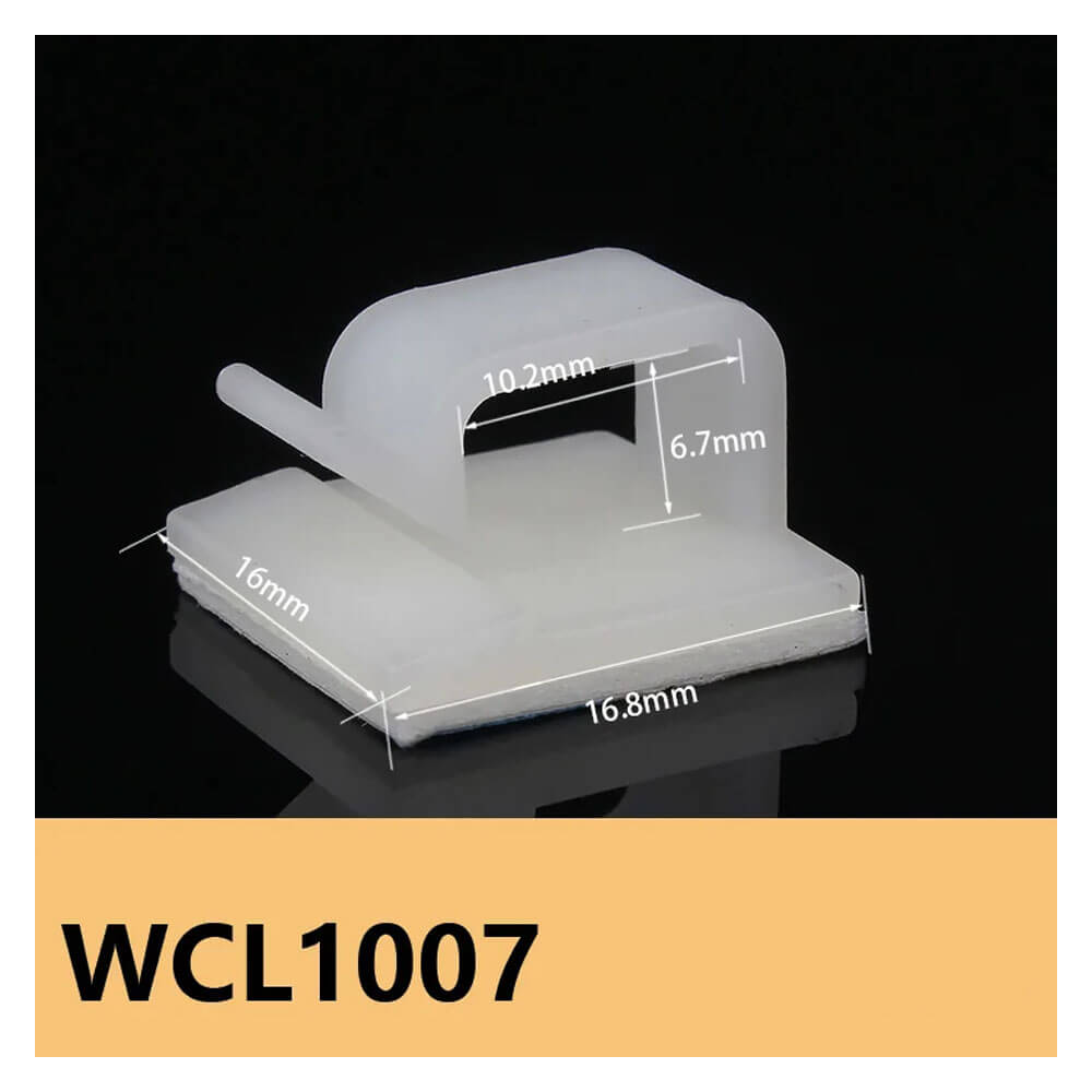 WCL-1007 Kablo Sabitleme Kelepçesi Klipsi-Yapışkanlı Duvar Kablo Tutucu 16,5x15,5x10mm - Beyaz –KA10