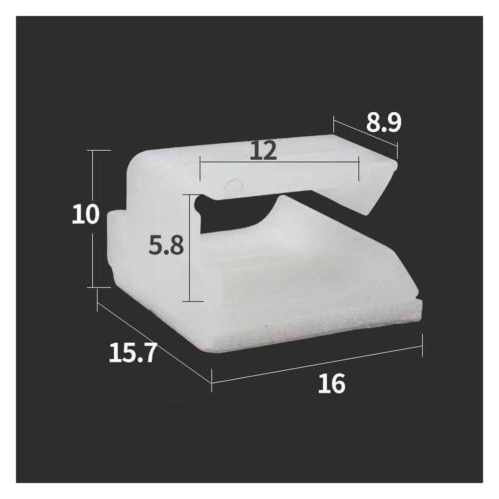 WCL-1206 Kablo Sabitleme Kelepçesi Klipsi-Yapışkanlı Duvar Kablo Tutucu 16x15,7x10mm - Beyaz –KA12