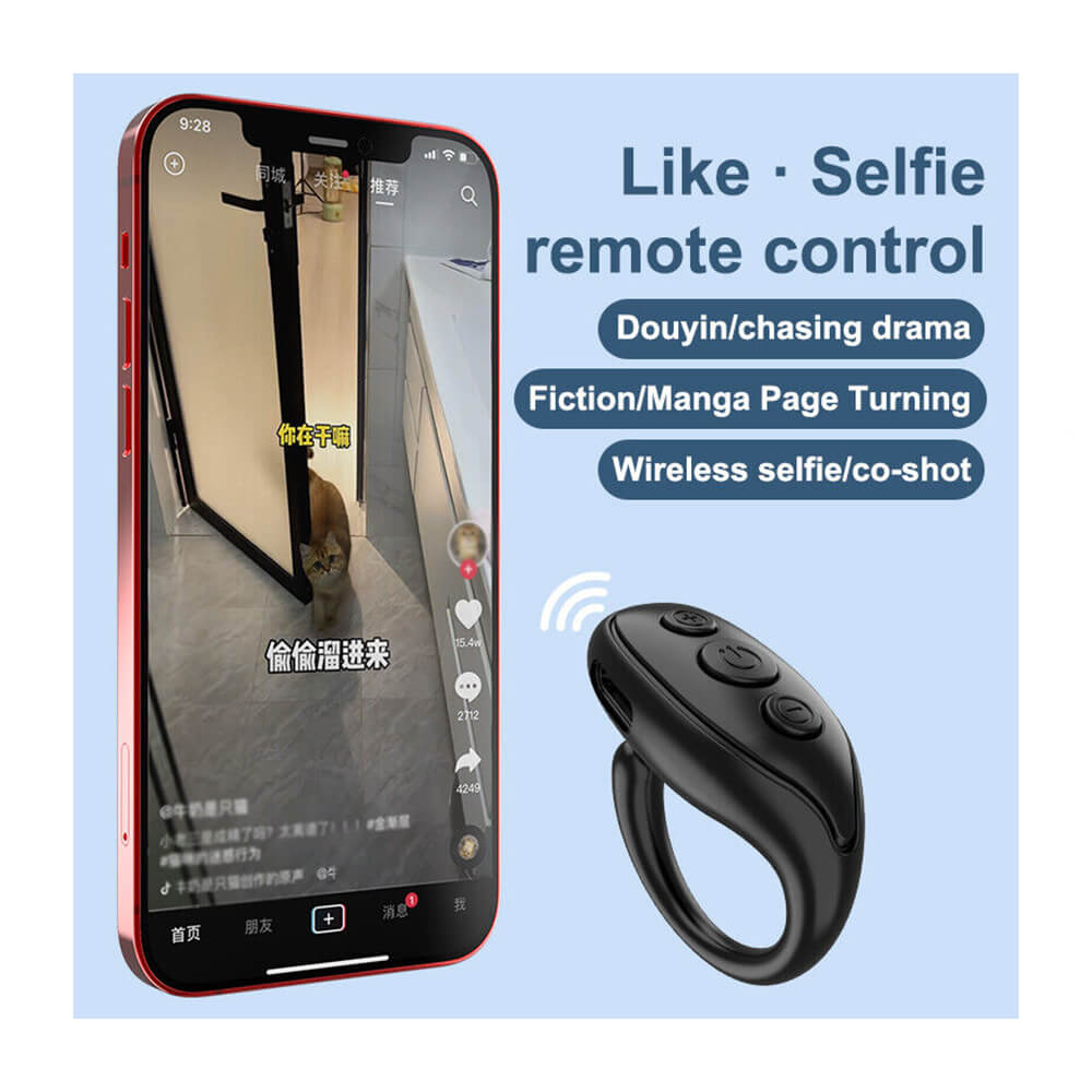 Tiktok Bluetooth Uzaktan Kumanda Sayfa Çevirici Telefon Kamera Kaydı Selfie Parmak Kumandası - Beyaz