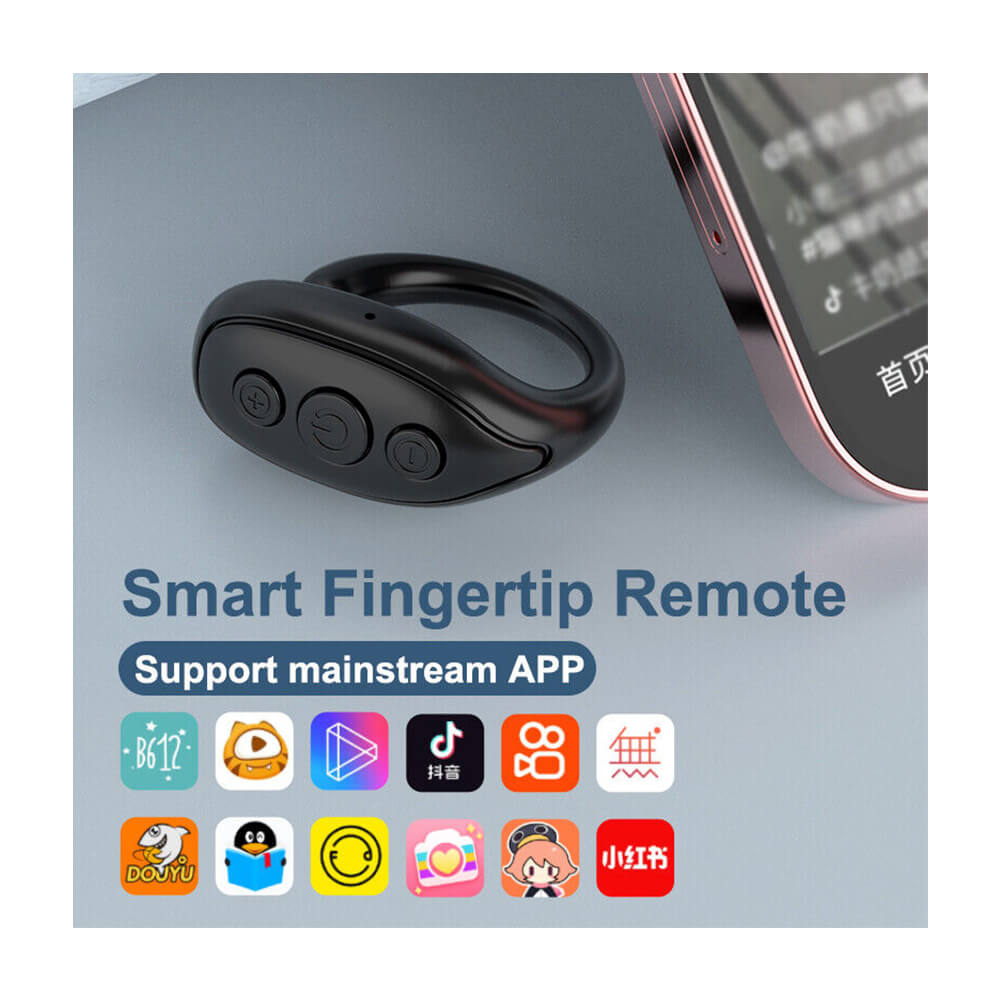 Tiktok Bluetooth Uzaktan Kumanda Sayfa Çevirici Telefon Kamera Kaydı Selfie Parmak Kumandası - Pembe