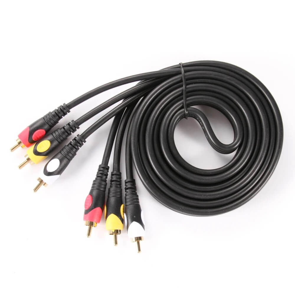 Koodmax - 3RCA Erkek to 3 Rca Lale Tos Scart Kompozit Ses Video Av Kablosu - 3 Metre - YH3