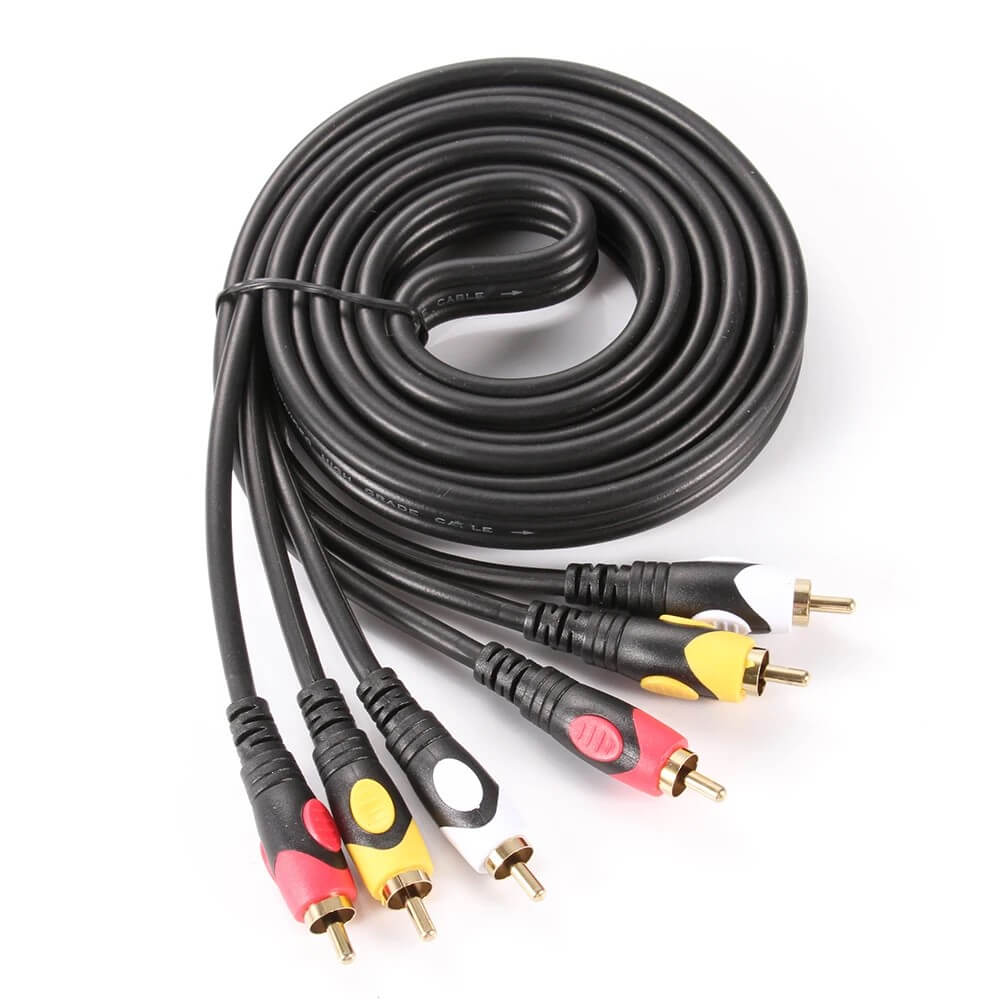 Koodmax - 3RCA Erkek to 3 Rca Lale Tos Scart Kompozit Ses Video Av Kablosu - 3 Metre - YH3