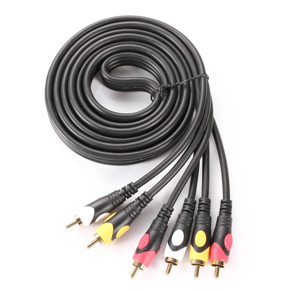 Koodmax - 3RCA Erkek to 3 Rca Lale Tos Scart Kompozit Ses Video Av Kablosu - 3 Metre - YH3