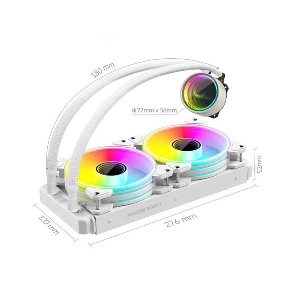 Coolmoon ARGB240 ARGB 5V Sıvı Soğutuculu Cpu İşlemci Fanı - Beyaz - LGA 1700/115X/1200/1366/2011/2066 AM4 /AM3 +/AM3/FM2 +/FM2 - KG0