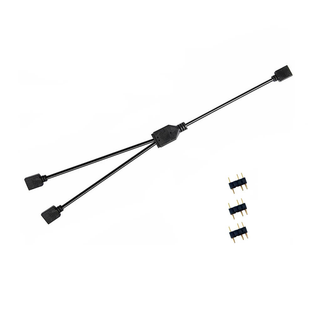 CoolMoon - 2 Port 5V 3Pin ARGB Led Splitter Çoklayıcı Kablo - 5V 3Pin Uzatma Kablosu (1 Dişi to 2 Dişi) - Siyah - RG7