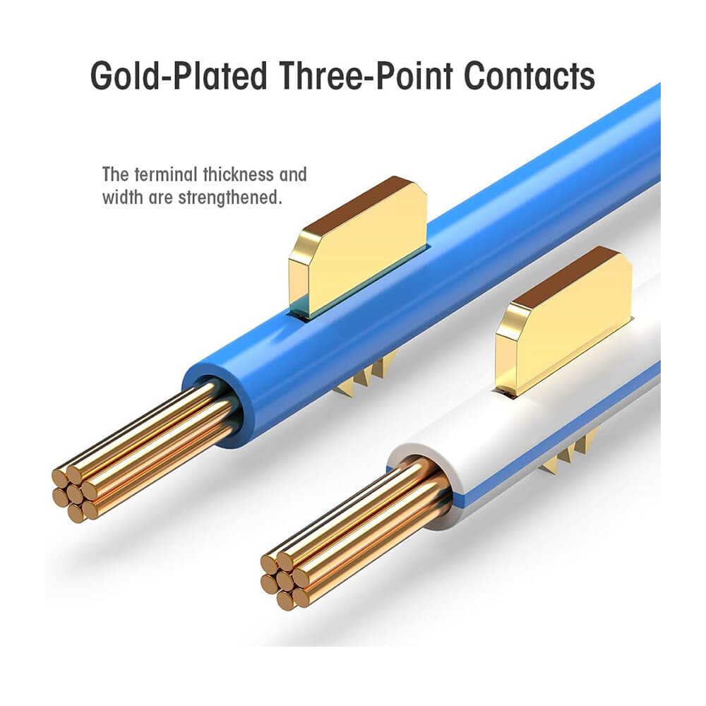 Koodmax - 3U Gold Plated CAT5e RJ45 Konnektörü 8P8C Ethernet Kablo Ucu Konnektör Uç
