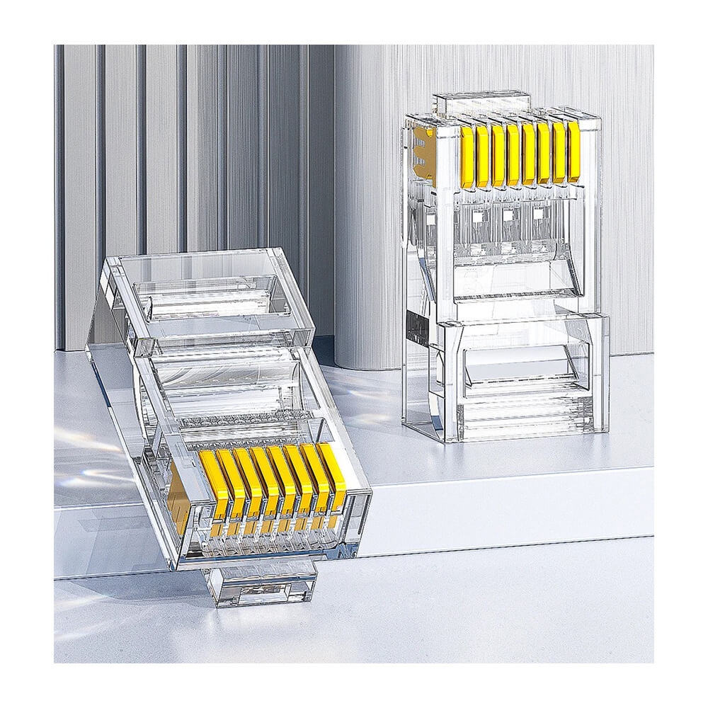 Koodmax - 50U" Gold Plated CAT5E RJ45 Konnektör - 8P8C Ethernet Kablo Ucu Konnektörü Jack - BL9
