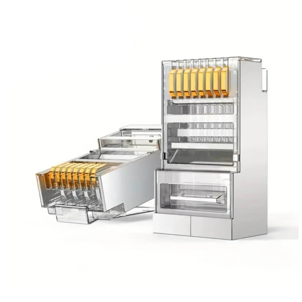 Koodmax - 3U" Gold Plated STP CAT5E RJ45 Metal Konnektör - 8P8C Ethernet Kablo Ucu Konnektörü Jack - BL10