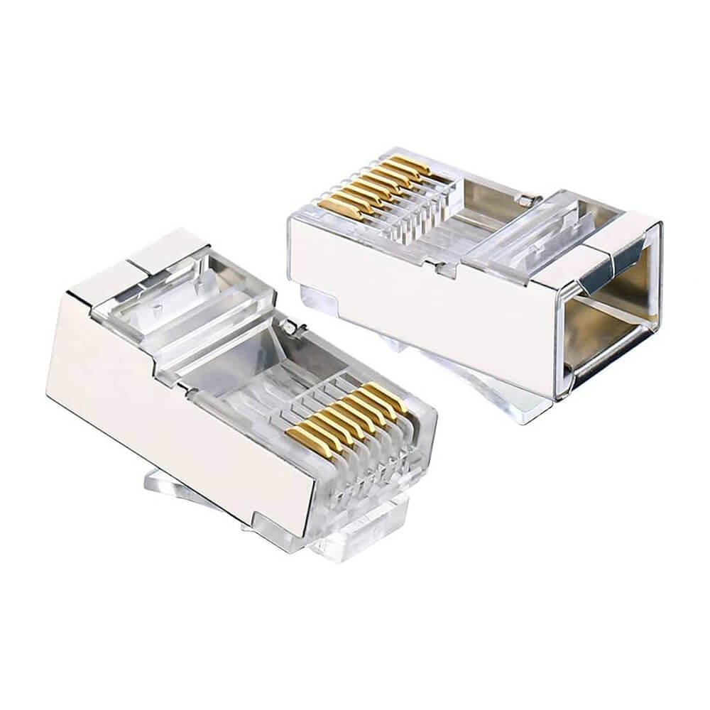 Koodmax - 3U" Gold Plated STP CAT5E RJ45 Metal Konnektör - 8P8C Ethernet Kablo Ucu Konnektörü Jack - BL10