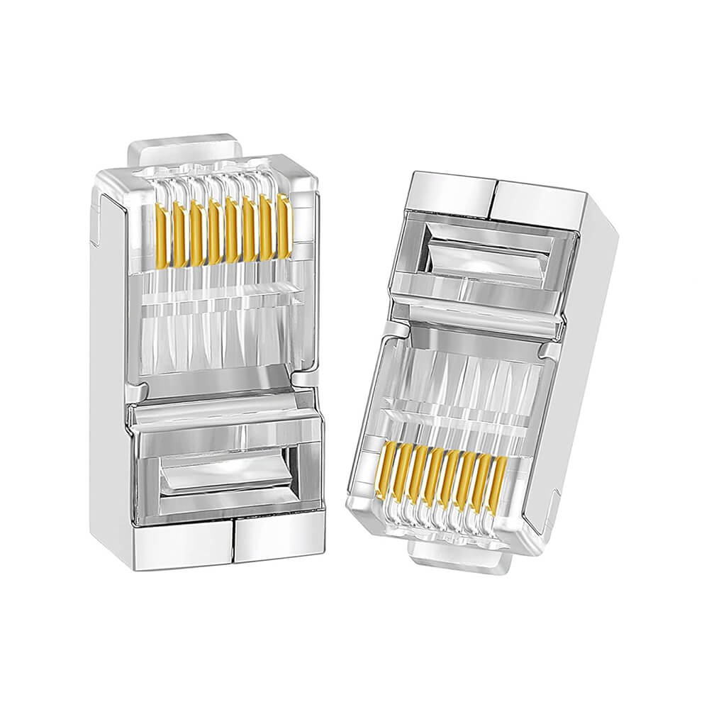 Koodmax - 50U" Gold Plated STP CAT5E RJ45 Metal Konnektör - 8P8C Ethernet Kablo Ucu Konnektörü Jack - BL11