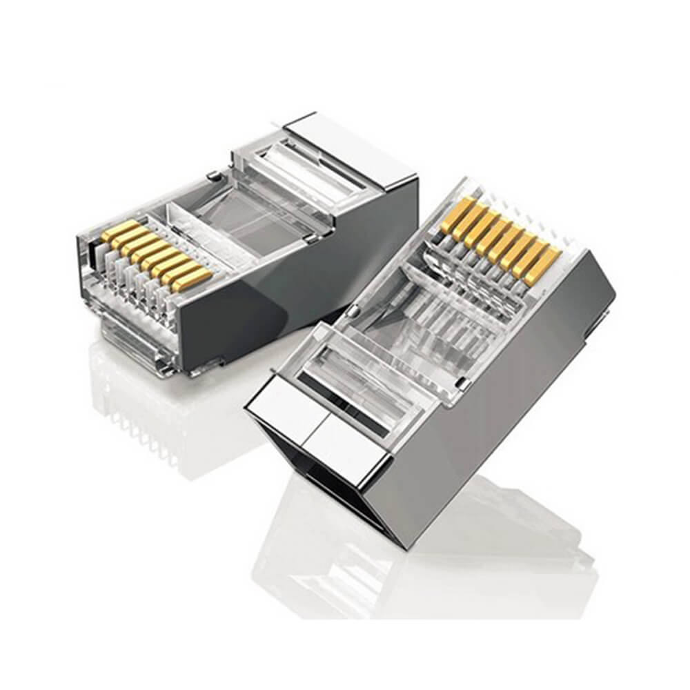 Koodmax - 50U" Gold Plated STP CAT5E RJ45 Metal Konnektör - 8P8C Ethernet Kablo Ucu Konnektörü Jack - BL11