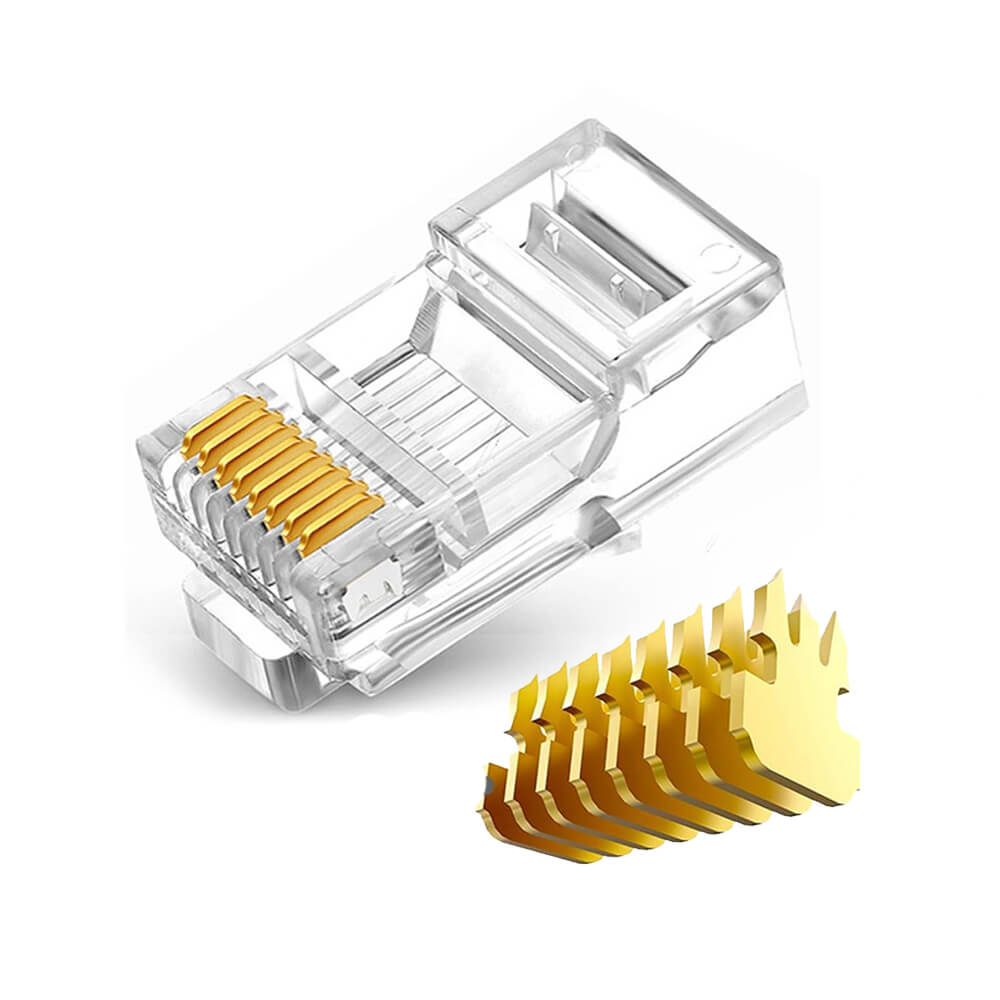 Koodmax - 50U" Gold Plated CAT6 RJ45 Konnektör - 8P8C Ethernet Kablo Ucu Modüler Fiş Jak - BL13