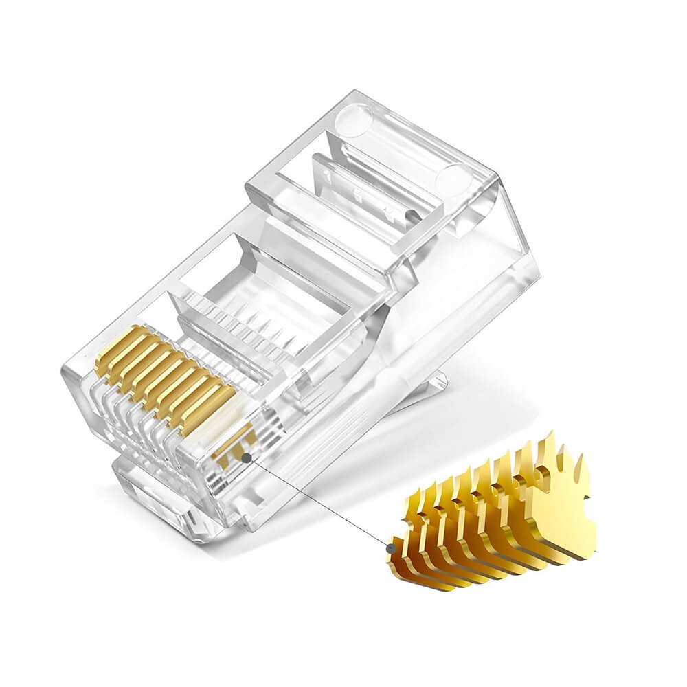 Koodmax - 3U" Gold Plated CAT6 RJ45 Konnektör 8P8C Ethernet Kablo Ucu Modüler Fiş Jak - BL12