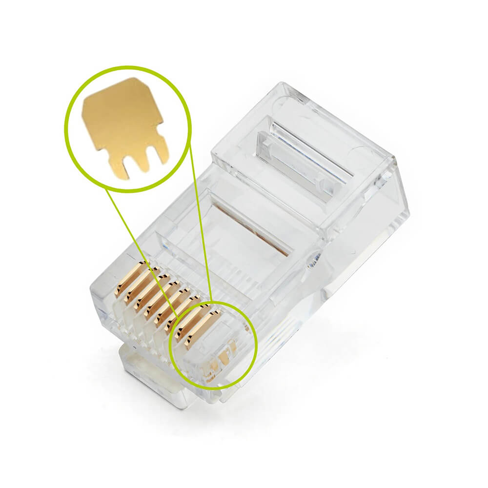 Koodmax - 3U" Gold Plated CAT6 RJ45 Konnektör 8P8C Ethernet Kablo Ucu Modüler Fiş Jak - BL12