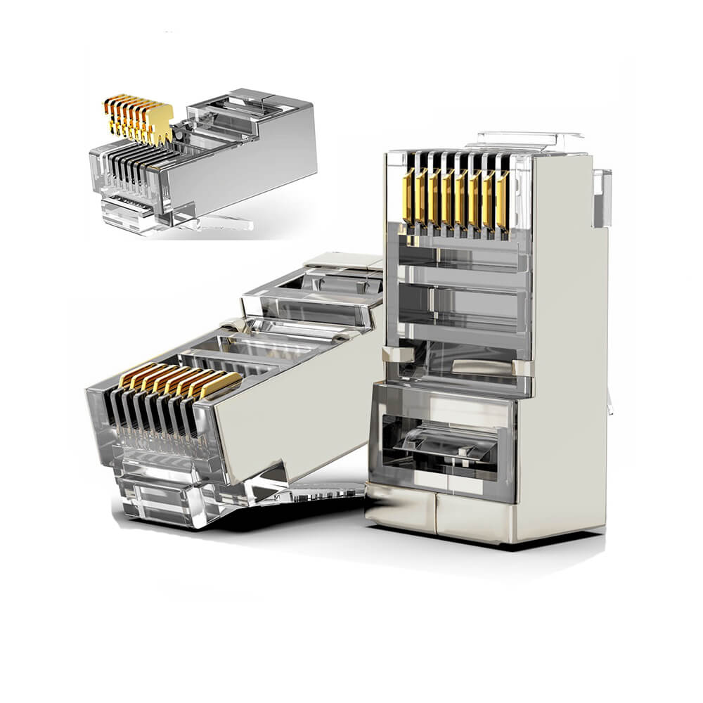 Koodmax - 3U" Gold Plated CAT6 RJ45 Metal Konnektör - 8P8C Ethernet Kablo Ucu Konnektörü Jack - BL14