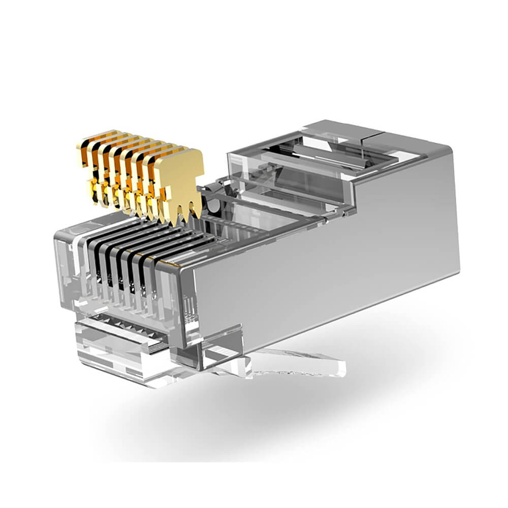 Koodmax - 3U" Gold Plated CAT6 RJ45 Metal Konnektör - 8P8C Ethernet Kablo Ucu Konnektörü Jack - BL14