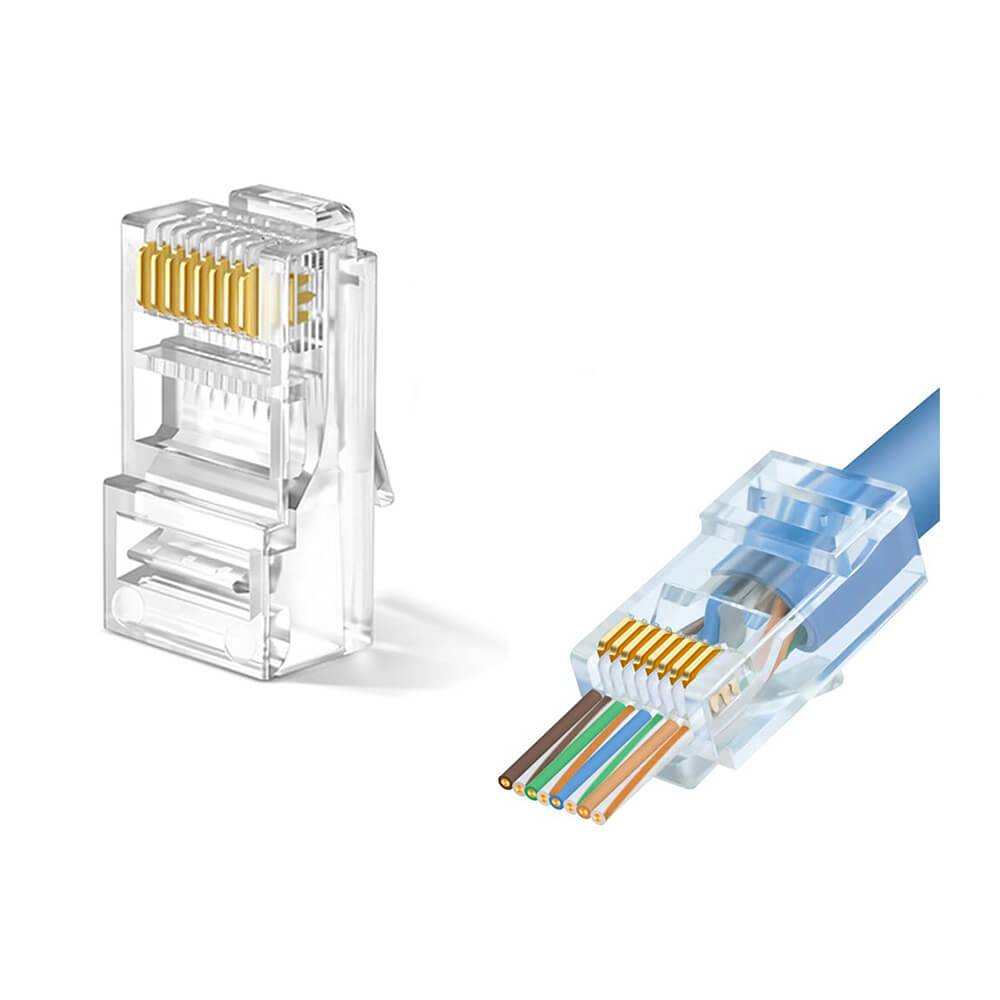 Koodmax - 3U" Gold Plated CAT6 RJ45 Delikli Konnektör - 8P8C Yeni Nesil EZ Konnektör Uç Jack - BL16 (BL14)