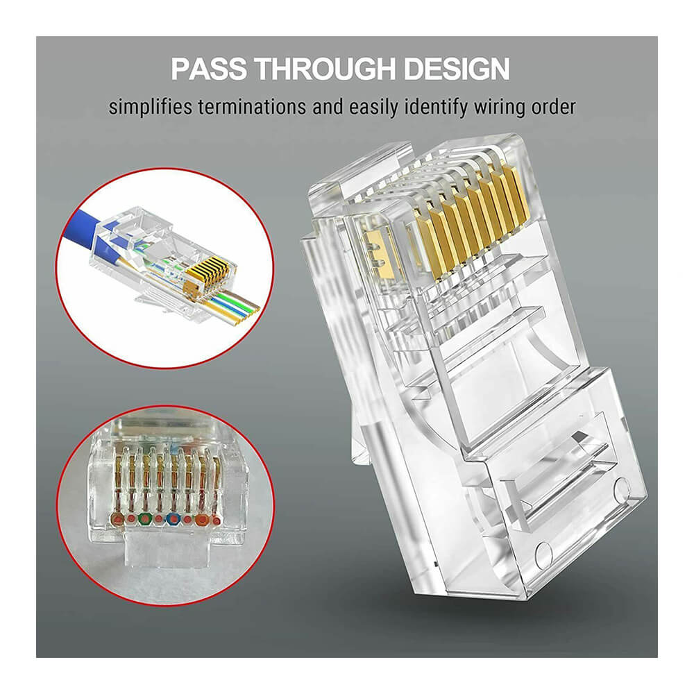 Koodmax - 3U" Gold Plated CAT6 RJ45 Delikli Konnektör - 8P8C Yeni Nesil EZ Konnektör Uç Jack - BL16 (BL14)