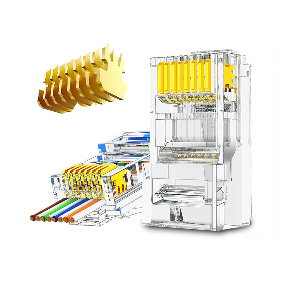 Koodmax - 50U" Gold Plated CAT6 RJ45 Delikli Konnektör - 8P8C Yeni Nesil EZ Konnektör Uç Jack - BL17 (BL15)