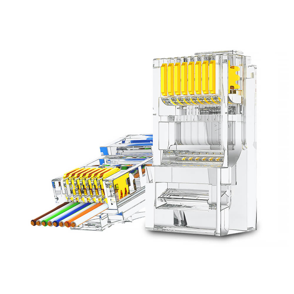 Koodmax - 50U" Gold Plated CAT6 RJ45 Delikli Konnektör - 8P8C Yeni Nesil EZ Konnektör Uç Jack - BL17 (BL15)