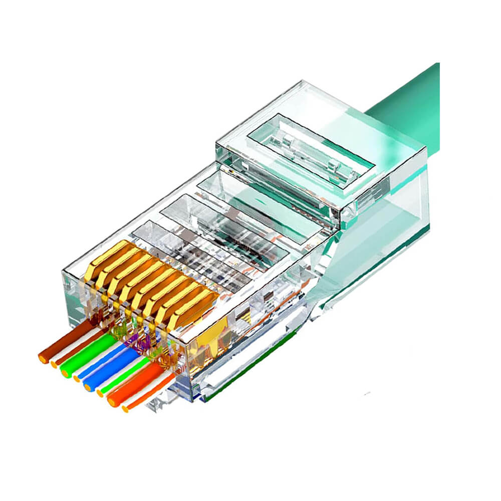 Koodmax - 50U" Gold Plated CAT6 RJ45 Delikli Konnektör - 8P8C Yeni Nesil EZ Konnektör Uç Jack - BL17 (BL15)
