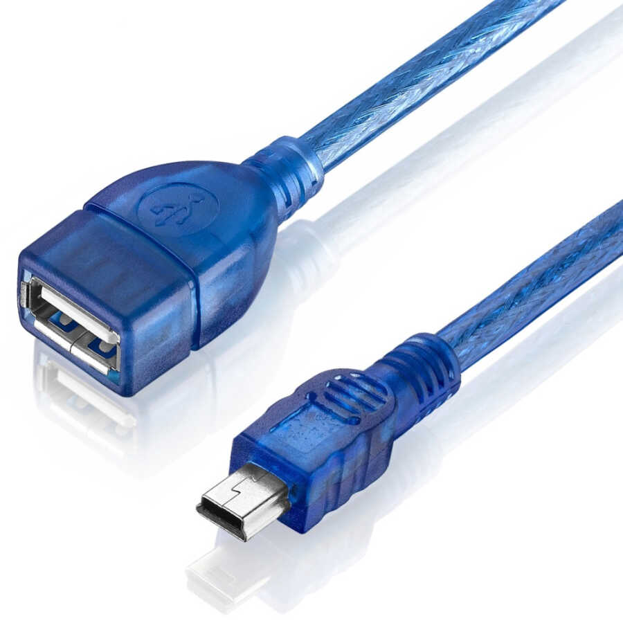 5 pin Mini Usb Erkek - USB Dişi Kablo 20cm