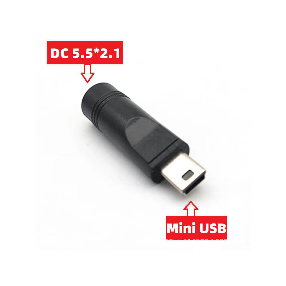 Koodmax - 5 Pin Mini Usb Erkek to DC 5.5*2.1mm Dişi Soket Çevirici - Güç Adaptörü Fişi Dönüştürücü - YAX3