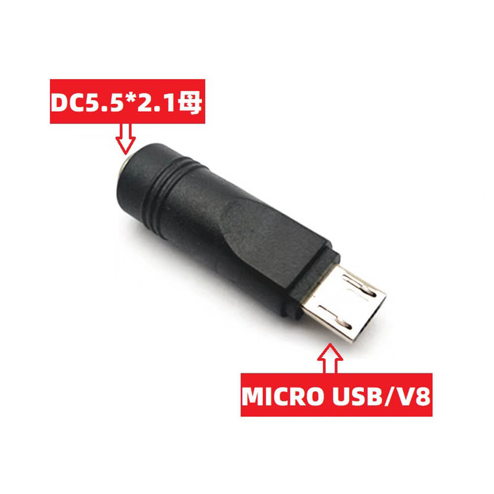 Koodmax - Micro Usb Erkek to DC 5.5*2.1mm Dişi Soket Çevirici - DC Güç Adaptörü Fişi Dönüştürücü - YAX4