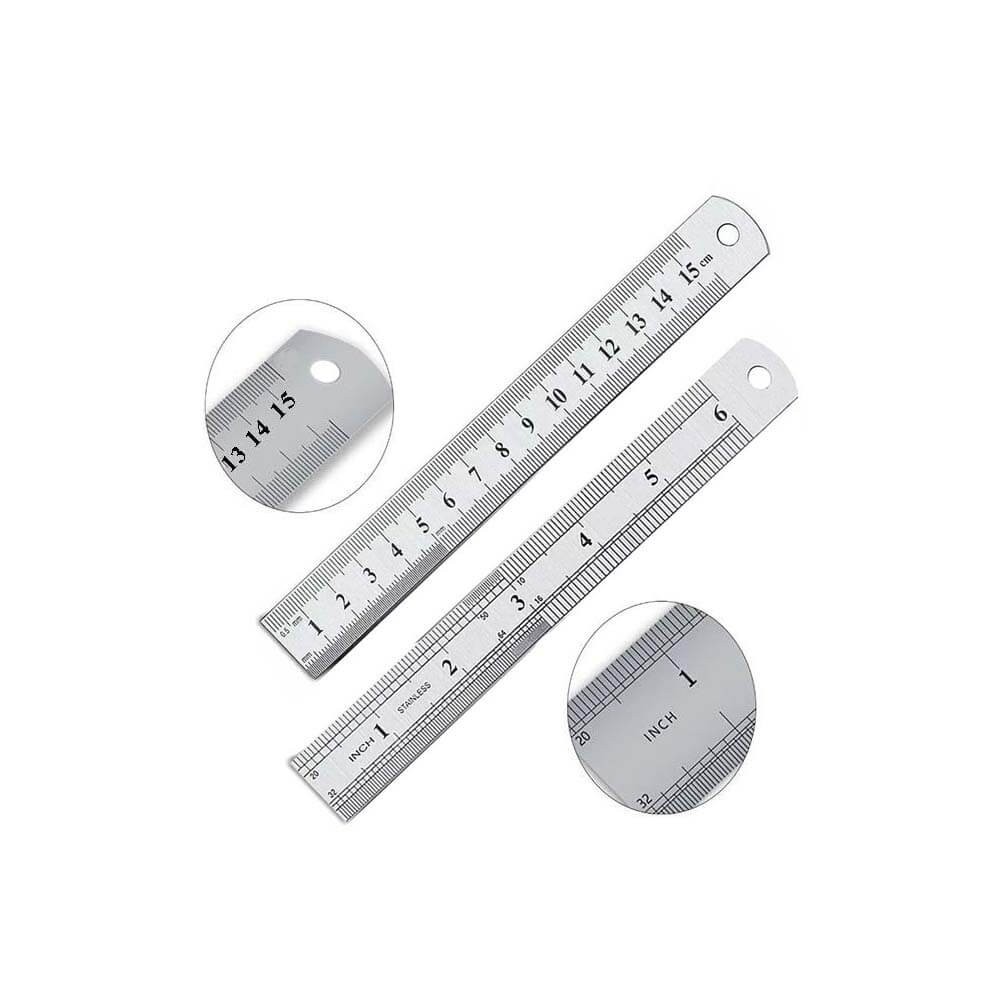 15cm - Çift Taraflı Paslanmaz Çelik Metal Cetvel