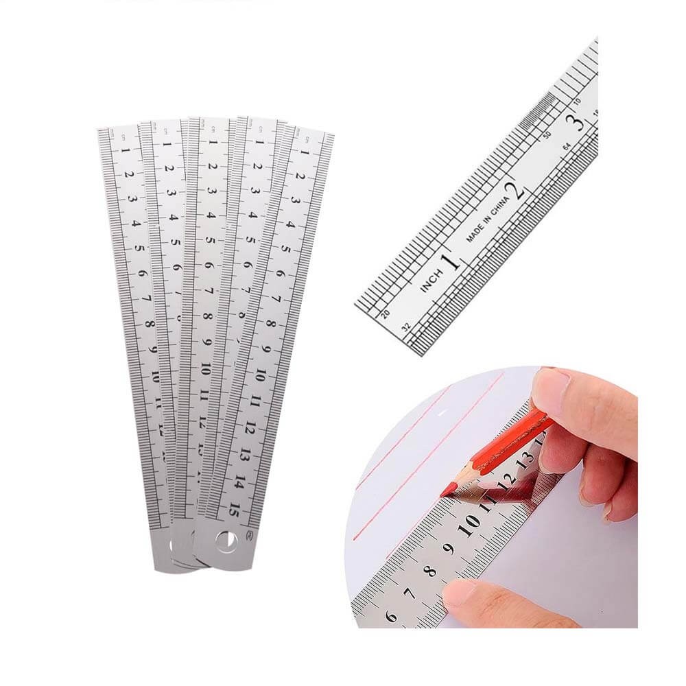 15cm - Çift Taraflı Paslanmaz Çelik Metal Cetvel