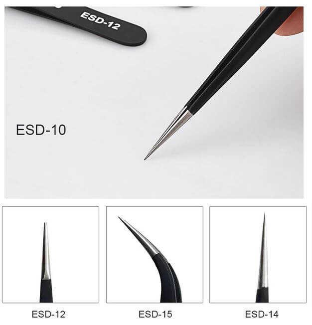 VETUS Hassas Elektronik Cımbız Seti - Antistatik - Paslanmaz Çelik - Tweezer - 6 Çeşit