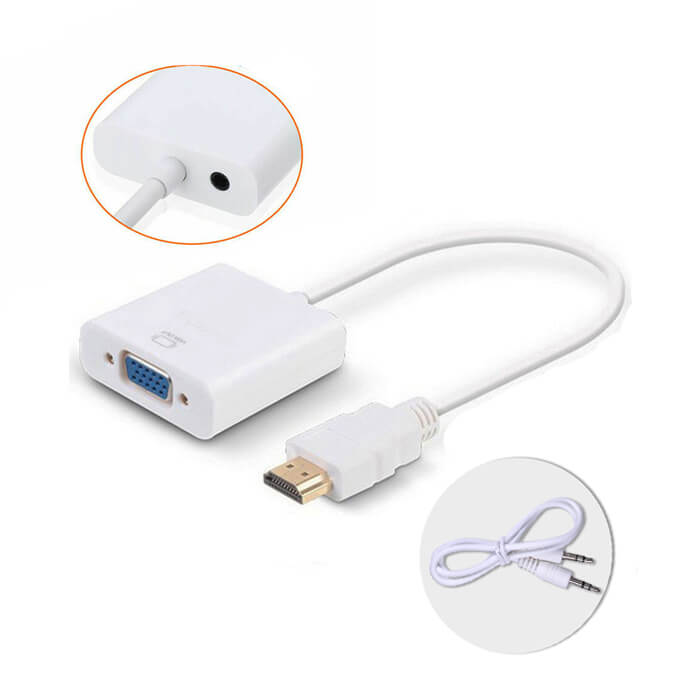Hdmi to VGA Çevirici Kablo + Ses - Beyaz - hb %12