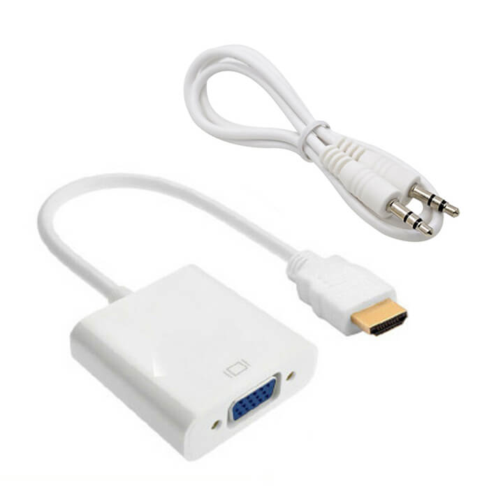 Hdmi to VGA Çevirici Kablo + Ses - Beyaz - hb %12