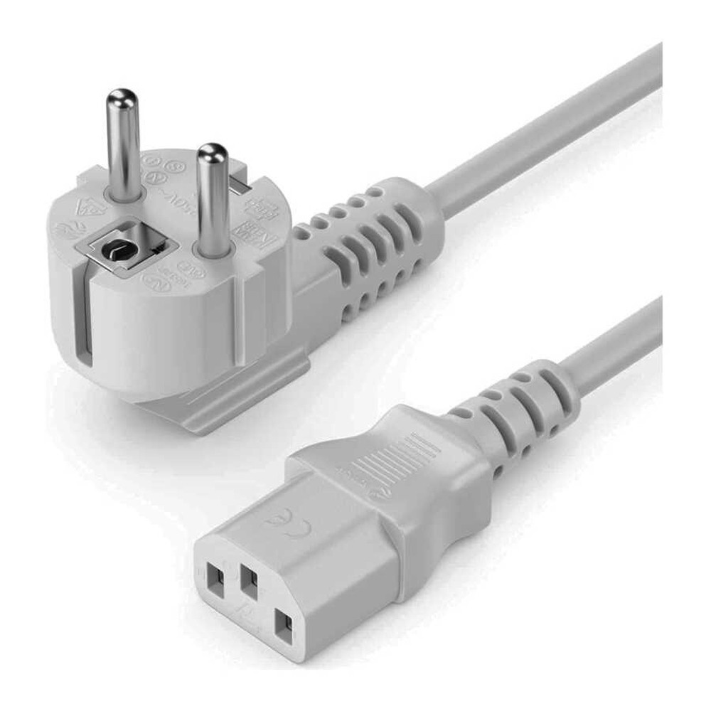 C13 Bakır Power Kablo - Kasa Monitör Elektrik Güç Kablosu - Gri - 1.8mt
