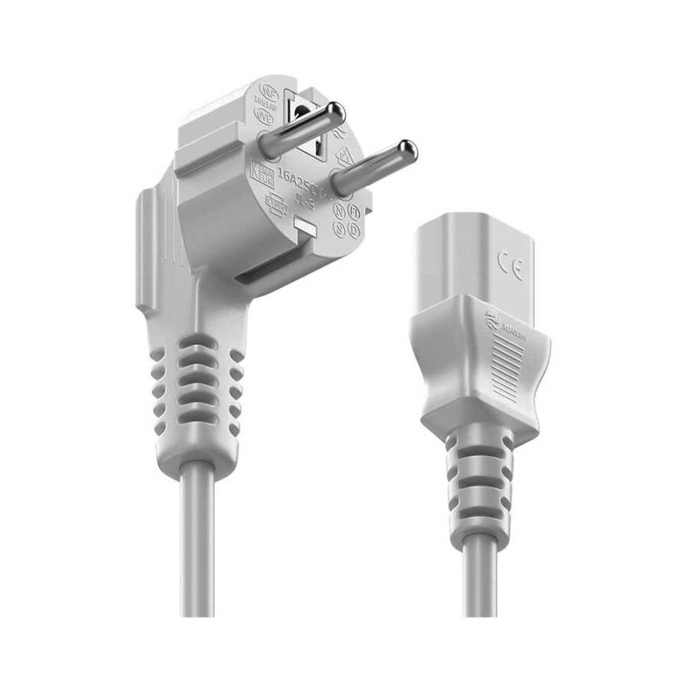 C13 Bakır Power Kablo - Kasa Monitör Elektrik Güç Kablosu - Gri - 1.8mt