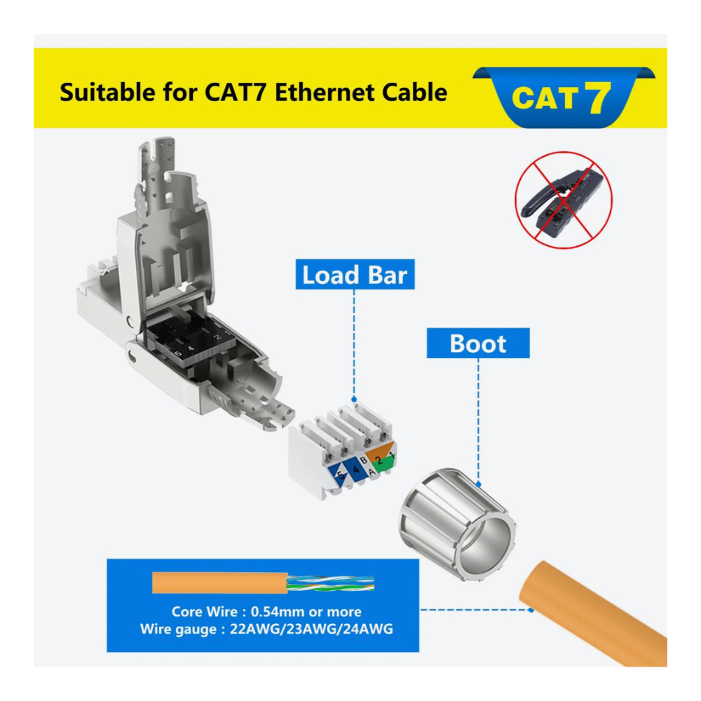 CAT7 CAT6A Uyumlu Metal RJ45 Konnektör