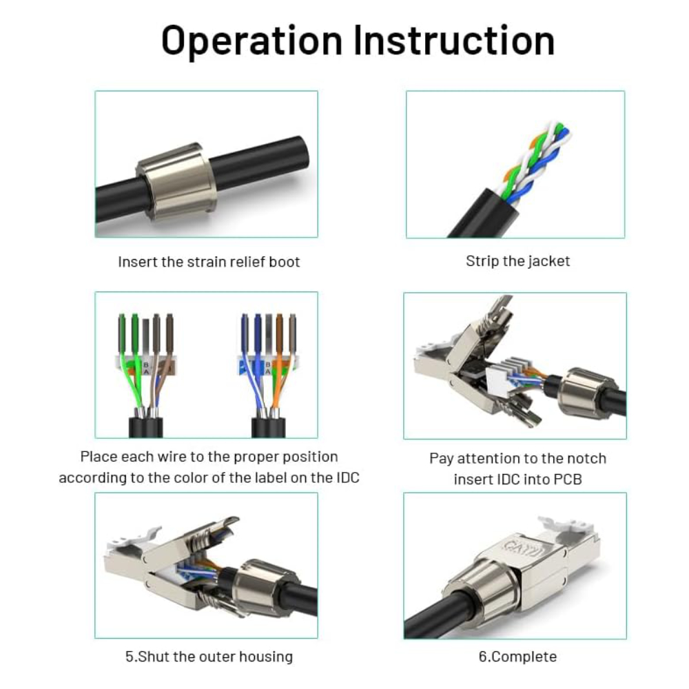 CAT7 CAT6A Uyumlu Metal RJ45 Konnektör