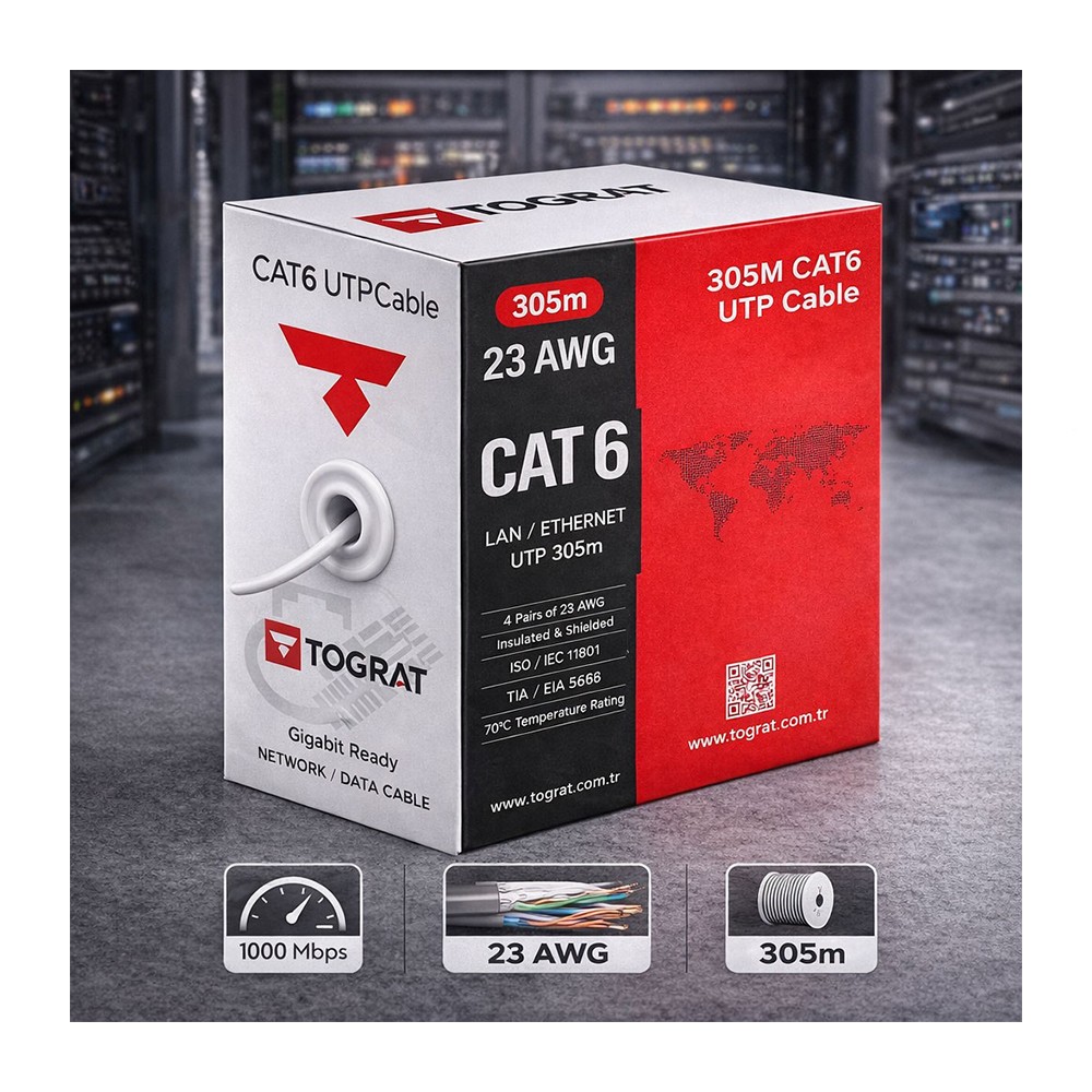 305M Cat6 Cat 6 Kablo - 23 Awg - Ethernet İnternet Kablosu Cat 6E