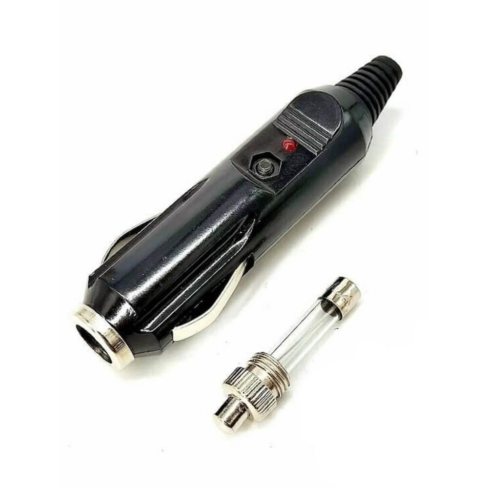 12v Oto Araç Çakmak Fiş Erkek Sigortalı Ledli Kablo Tip - Demonte