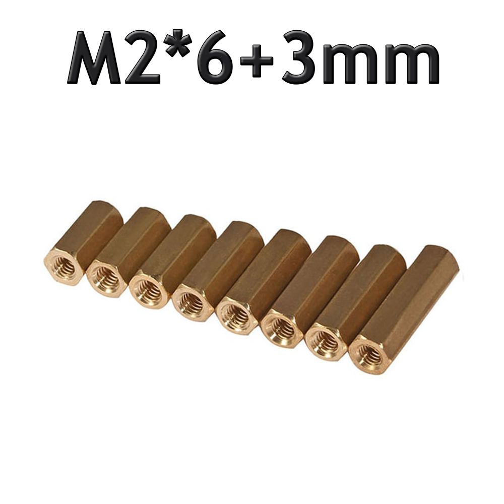 M2 X 6Mm Pirinç Aralayıcı Distans Spacer - Dişi - Dişi M2*6+3Mm