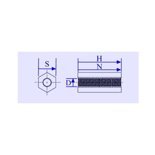 M2 X 6Mm Pirinç Aralayıcı Distans Spacer - Dişi - Dişi M2*6+3Mm