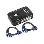 2 Port Usb Kvm Switch 2 Pc Kasa Tek Kontrol 2 Adet Vga Kvm Kablo