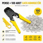 RJ45 Sıkma Pensesi ve 100 Adet CAT6 RJ45 Konnektör Seti