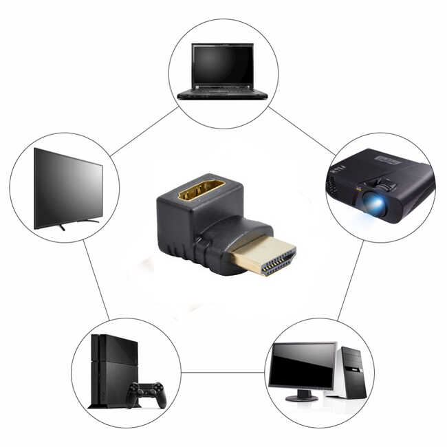 HDMI Dirsek Adaptörü Hdmi L Çevirici Uzatma Dönüştürücü 270°