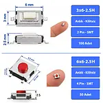 235 Adet 9 Çeşit DIP SMD Push Button Switch Basmalı Buton Seti
