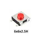 6x6x2.5 mm SMD Tact Switch 4 Pin Anlık Basmalı Buton - Kırmızı