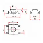 6x6x2.5 mm SMD Tact Switch 4 Pin Anlık Basmalı Buton - Kırmızı