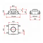 6x6x2.7 mm SMD Tact Switch 4 Pin Anlık Basmalı Buton - Kırmızı