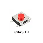 6x6x3.1 mm SMD Tact Switch 4 Pin Anlık Basmalı Buton - Kırmızı