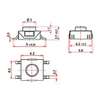 6x6x3.7 mm SMD Tact Switch 4 Pin Anlık Basmalı Buton - Kırmızı